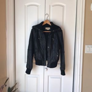 Michael Kors black real leather jacket